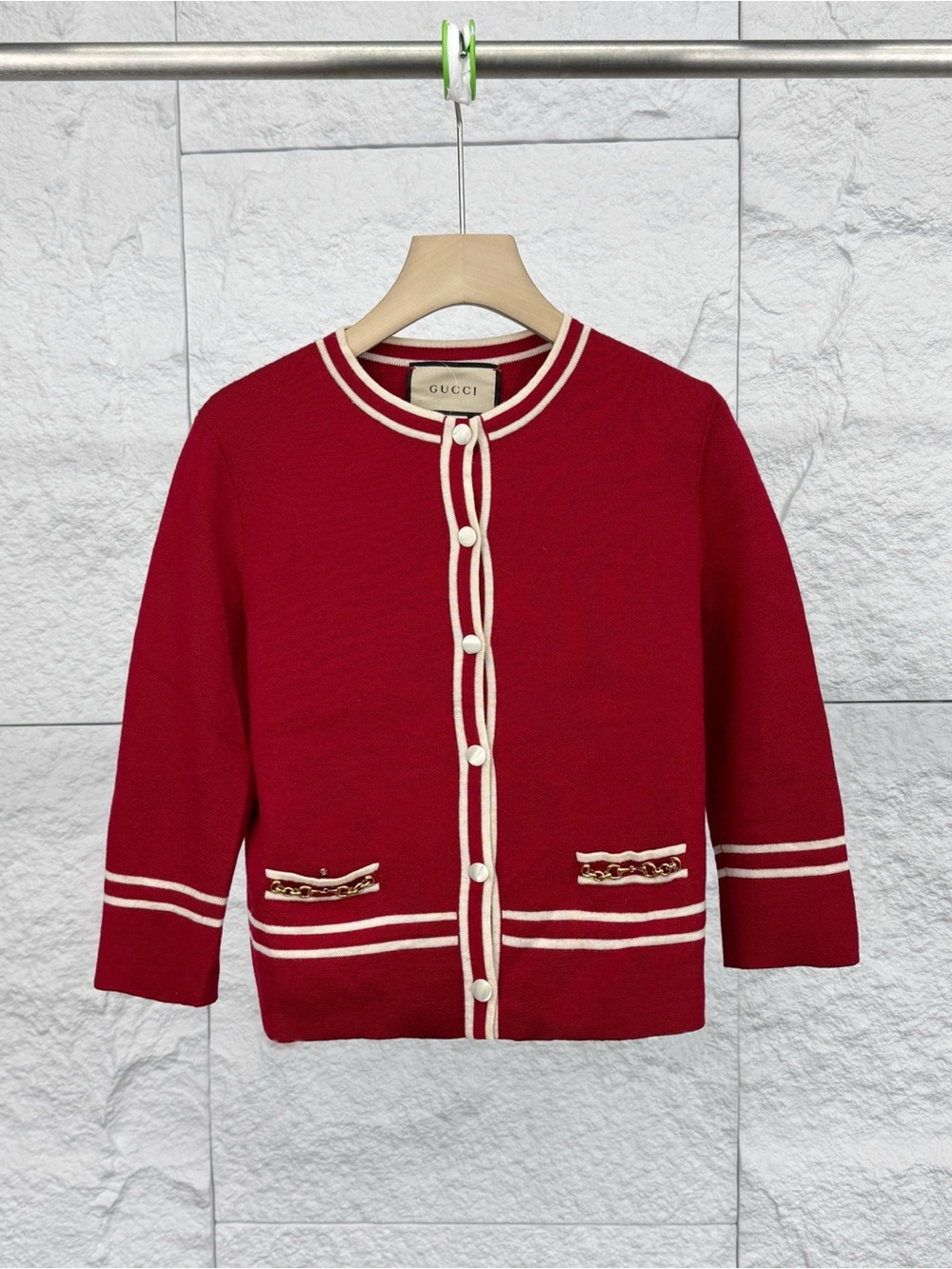🚩steal Gucci  Red Trimmed Cardigan Jacket